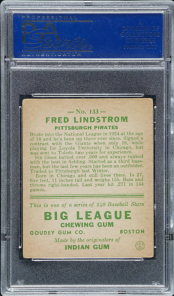 1933 R319 Goudey #133 Fred Lindstrom PSA VG-EX 4