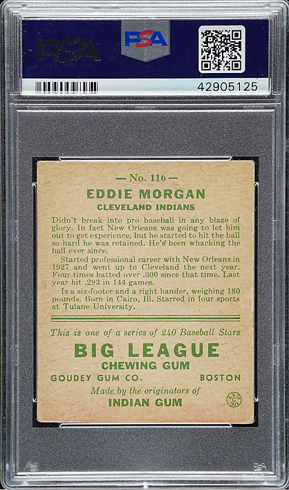 1933 R319 Goudey #116 Eddie Morgan PSA VG-EX 4