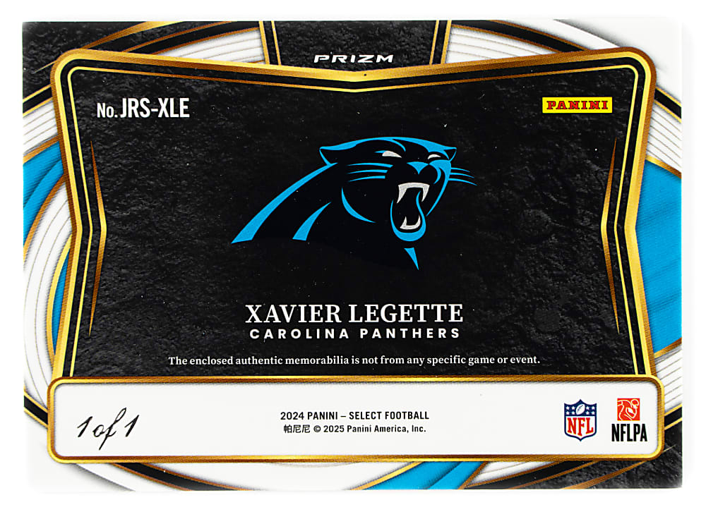 2024 Panini Select Jumbo Rookie Swatch Football #JRS-XLE Xavier Legette Rookie Nike Swoosh #1/1