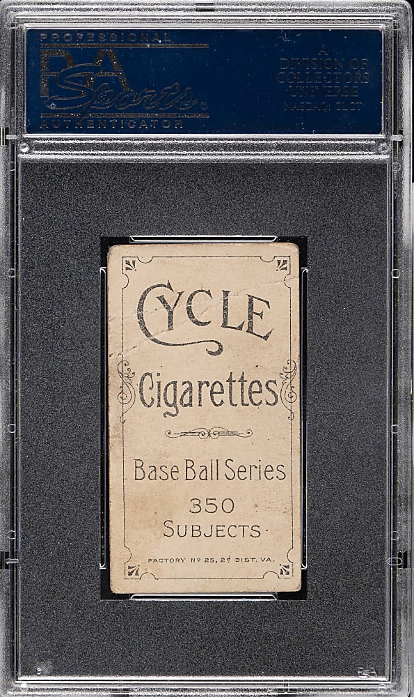 1909-1911 T206 White Border Miller Huggins Portrait PSA GOOD 2 - Cycle 350 Back