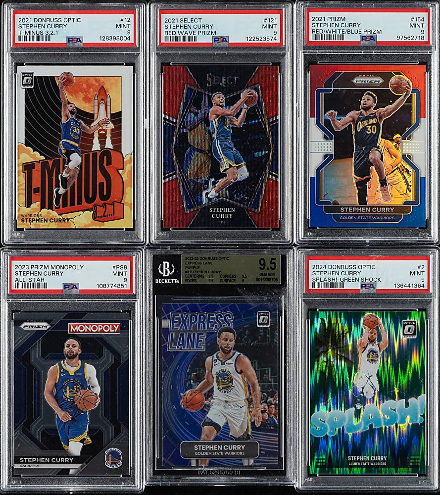 2021 to 2024 Panini and Donruss Basketball Stephen Curry PSA- and BGS-Graded Collection (6)