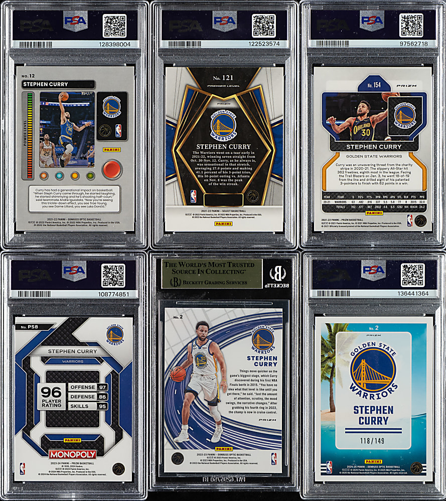 2021 to 2024 Panini and Donruss Basketball Stephen Curry PSA- and BGS-Graded Collection (6)