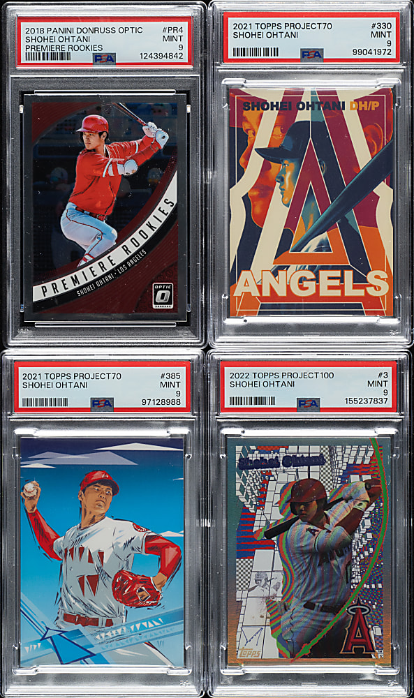 2018 to 2022 Topps Project and Panini Donruss Optic Shohei Ohtani PSA MINT 9 Collection (4)
