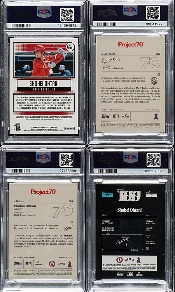 2018 to 2022 Topps Project and Panini Donruss Optic Shohei Ohtani PSA MINT 9 Collection (4)