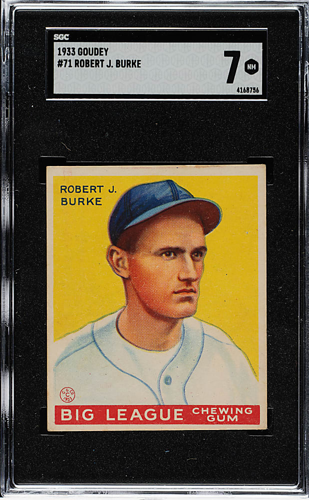 1933 R319 Goudey #71 Robert J. Burke SGC NM 7