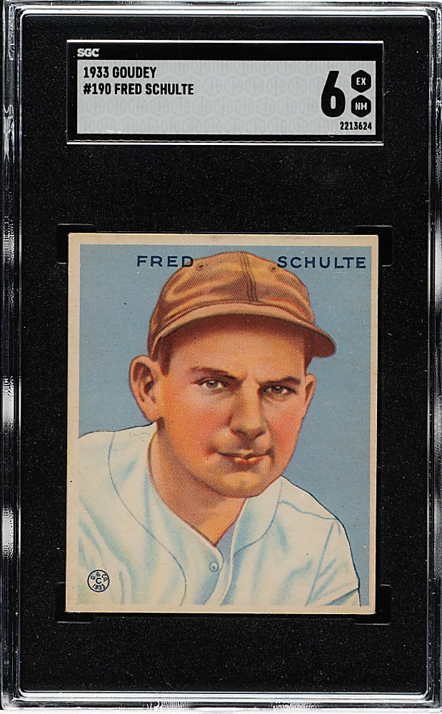 1933 R319 Goudey #190 Fred Schulte SGC EX/NM 6