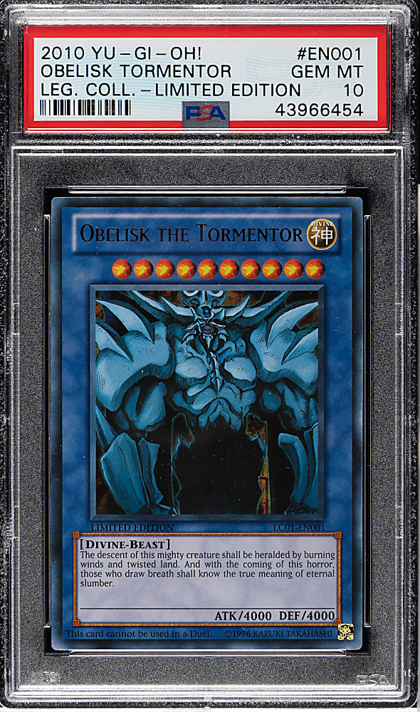 2010 Yu-Gi-Oh! Legendary Collection 1 #EN001 Obelisk The Tormentor Holographic PSA GEM MINT 10