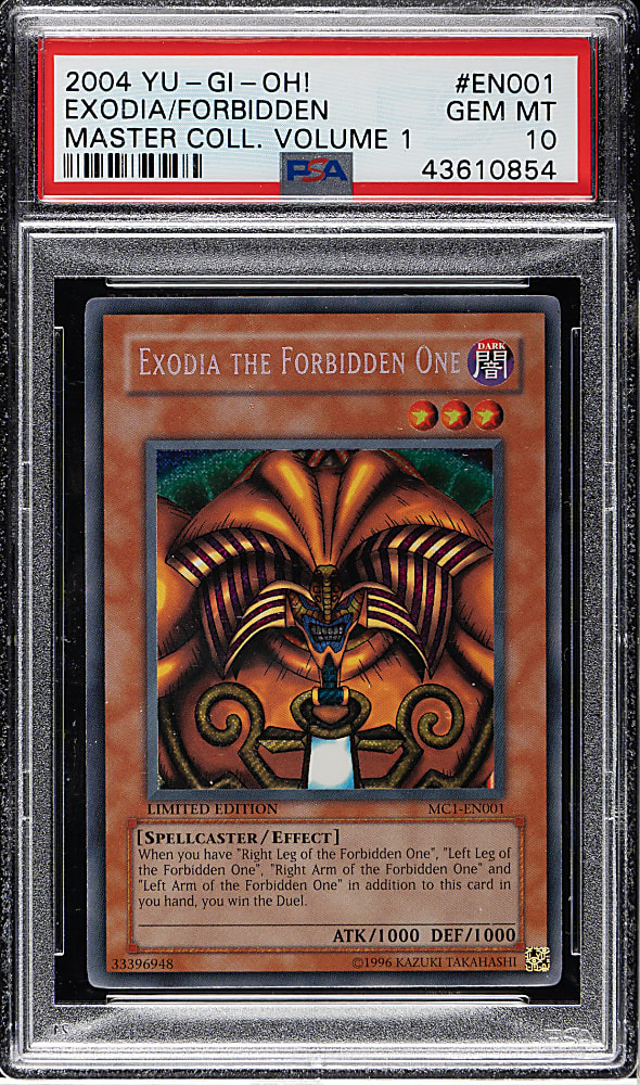 2004 Yu-Gi-Oh! Master Collection Volume 1 #EN001 Exodia The Forbidden One Holographic PSA GEM MINT 10