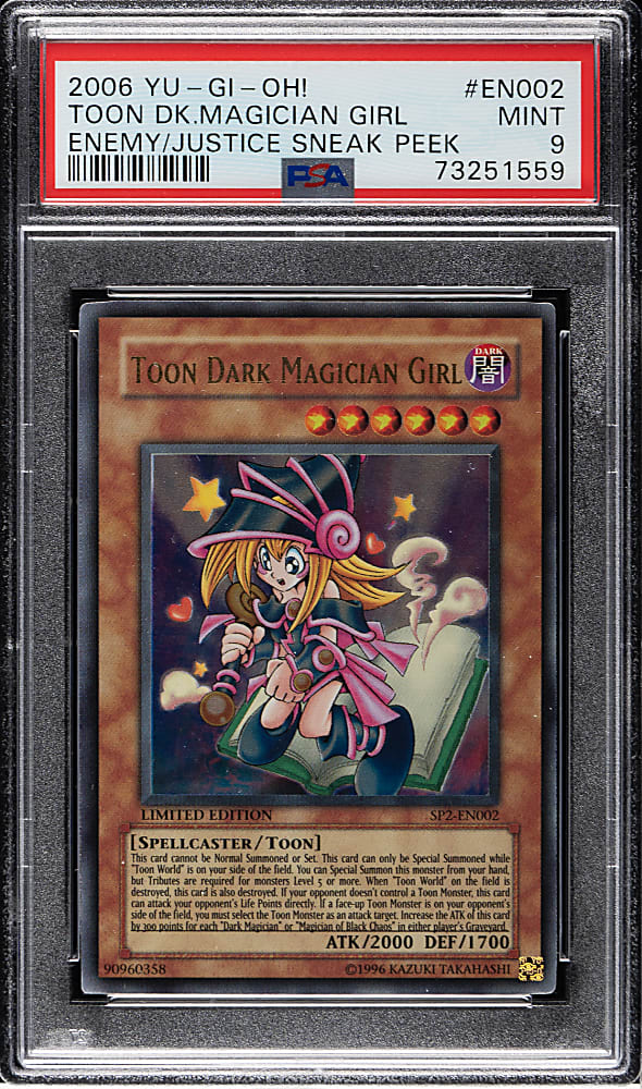 2006 Yu-Gi-Oh! Enemy of Justice Sneak Peek Special Edition #EN002 Toon Dark Magician Girl Holographic PSA MINT 9