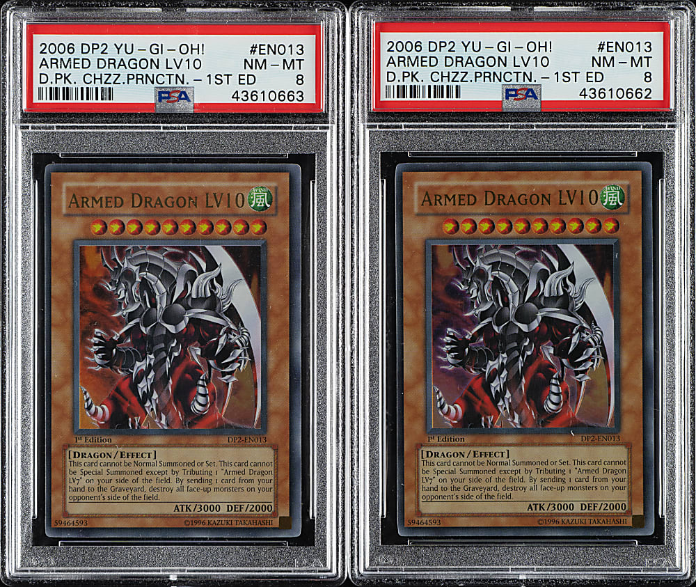 2006 Yu-Gi-Oh! Duelist Pack Chazz Princeton 1st Edition #EN013 Armed Dragon Lv10 Holographic PSA NM-MT 8 Pair