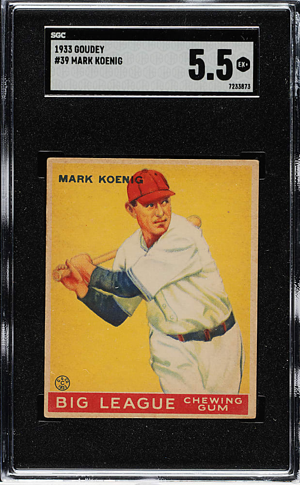 1933 R319 Goudey #39 Mark Koenig SGC EX+ 5.5