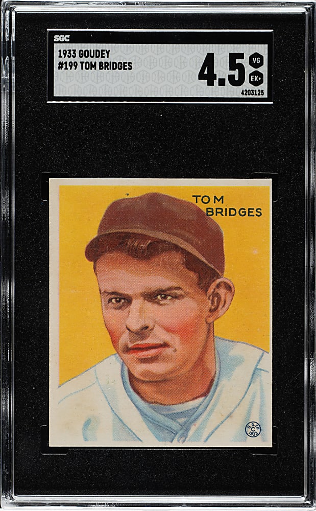 1933 R319 Goudey #199 Tom Bridges SGC VG/EX+ 4.5