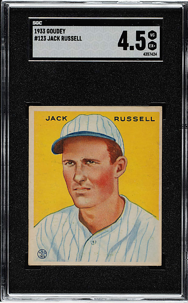 1933 R319 Goudey #123 Jack Russell SGC VG/EX+ 4.5