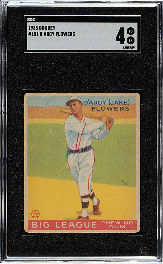 1933 R319 Goudey #151 Jake Flowers SGC VG/EX 4