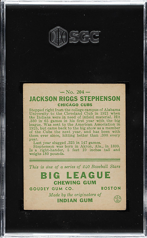 1933 R319 Goudey #204 Riggs Stephenson SGC VG/EX 4