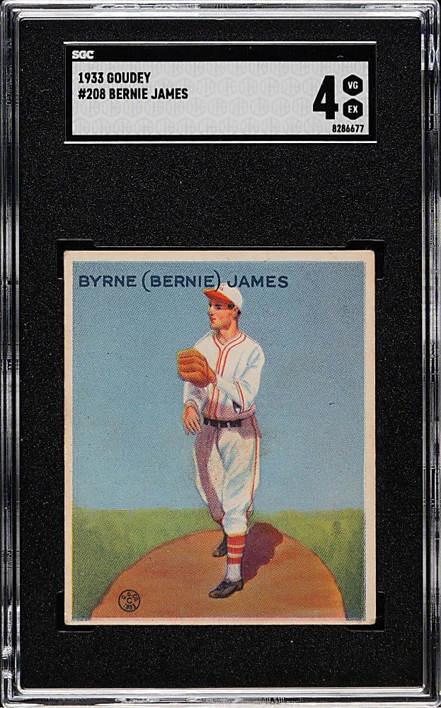 1933 R319 Goudey #208 Bernie James SGC VG/EX 4