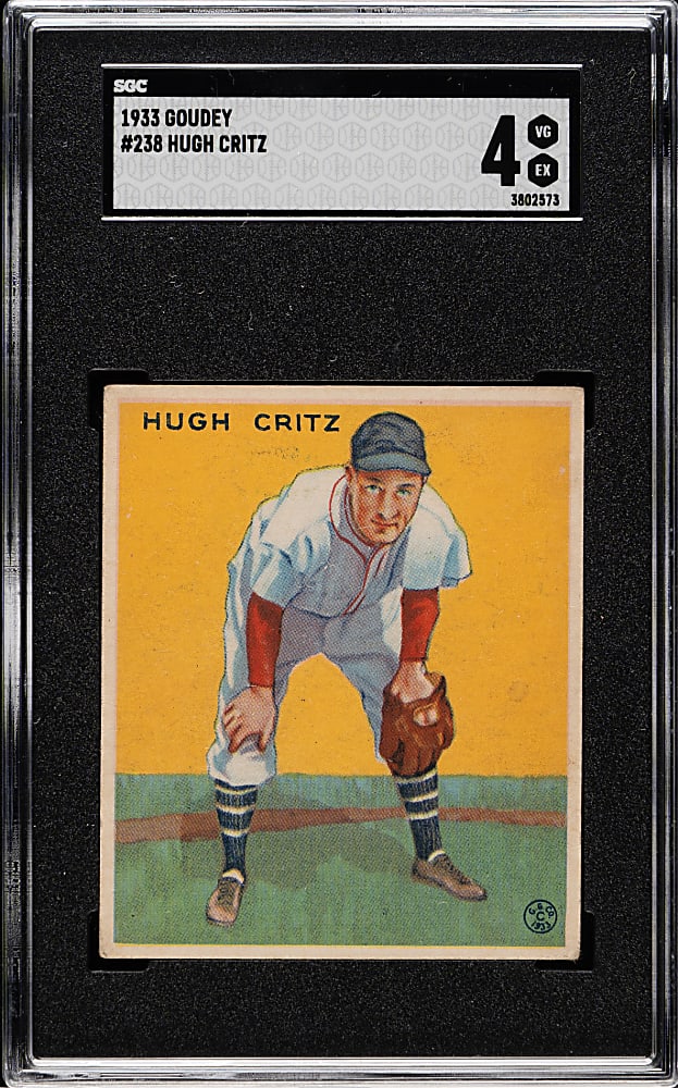 1933 R319 Goudey #238 Hugh Critz SGC VG/EX 4