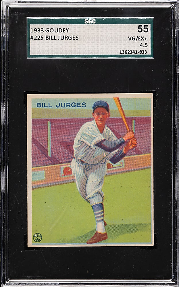 1933 R319 Goudey #225 Bill Jurges SGC VG/EX+ 55