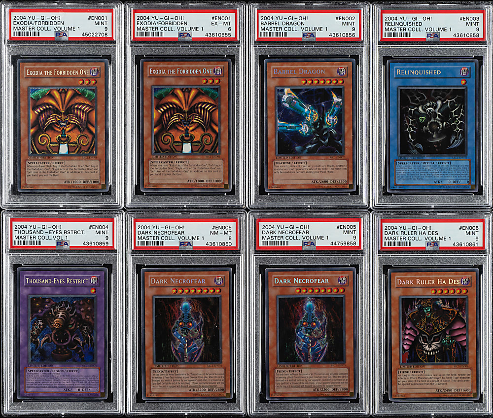 2004 Yu-Gi-Oh! Master Collection Volume 1 PSA-Graded Collection (8)