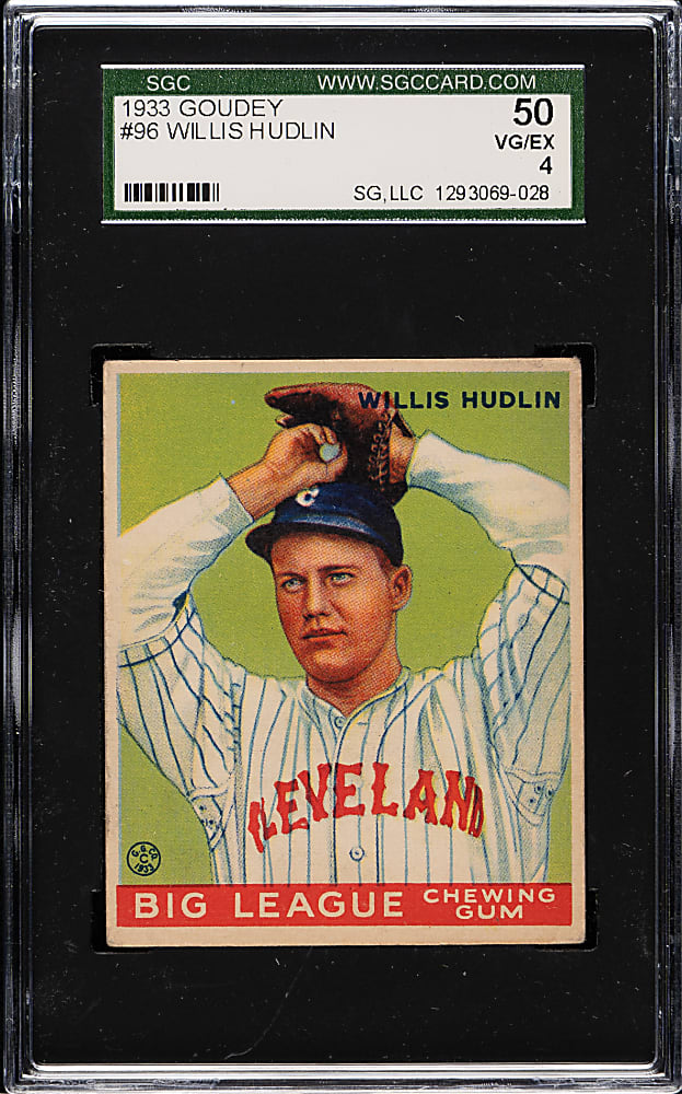 1933 R319 Goudey #96 Willis Hudlin SGC VG/EX 50