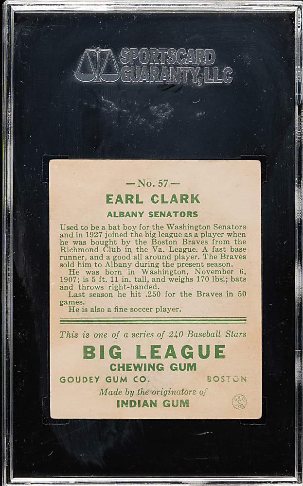 1933 R319 Goudey #57 Earl Clark SGC VG/EX 50