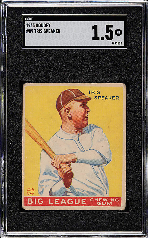 1933 R319 Goudey #89 Tris Speaker SGC FAIR 1.5