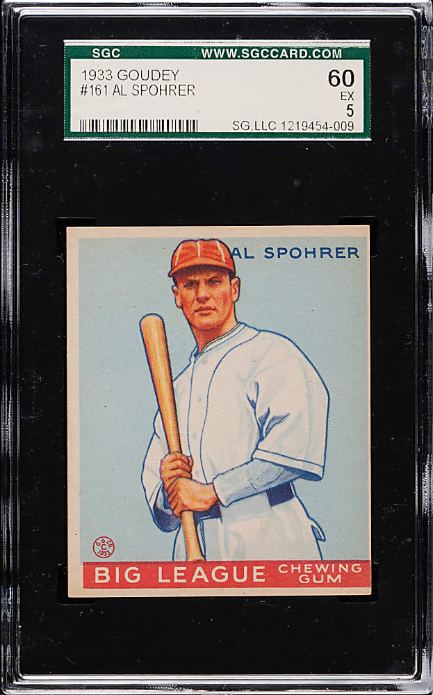 1933 R319 Goudey #161 Al Spohrer SGC EX 60