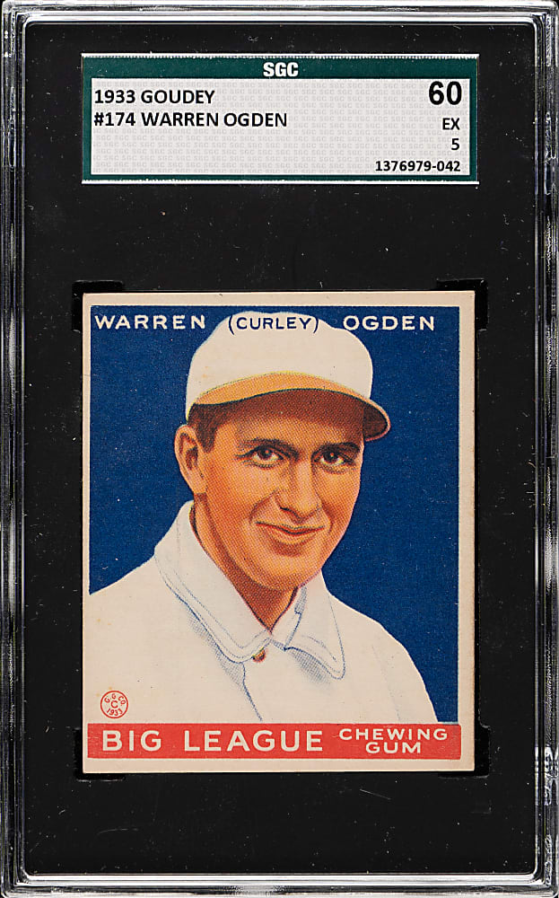 1933 R319 Goudey #174 Curley Ogden SGC EX 60