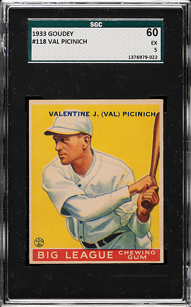 1933 R319 Goudey #118 Val Picinich SGC EX 60
