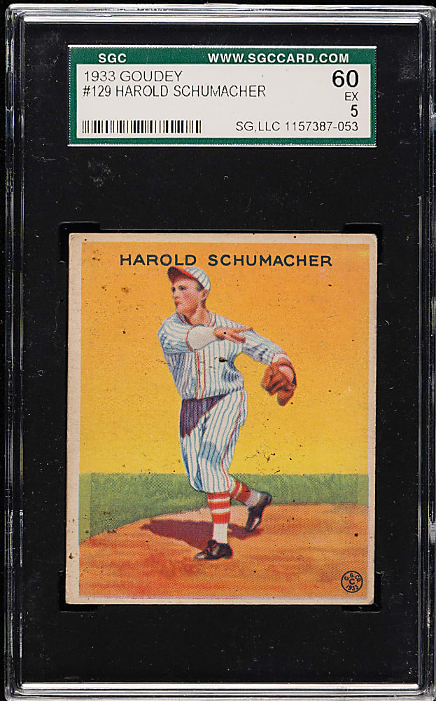 1933 R319 Goudey #129 Harold Schumacher SGC EX 60
