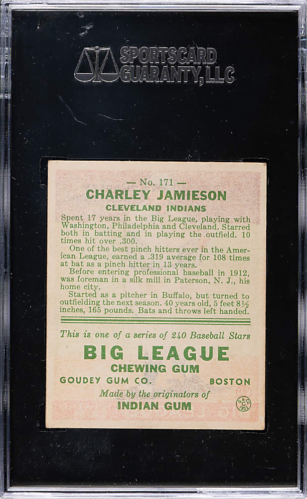 1933 R319 Goudey #129 Harold Schumacher SGC EX 60