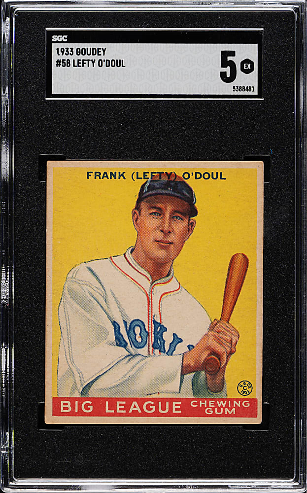 1933 R319 Goudey #58 Lefty O'Doul SGC EX 5