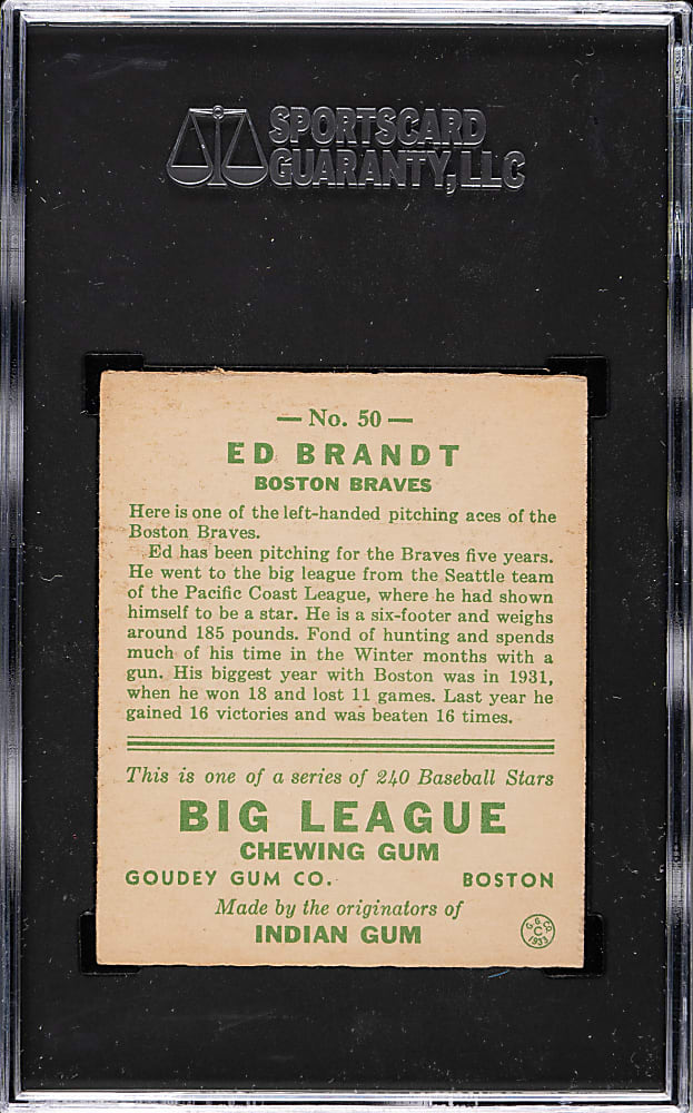 1933 R319 Goudey #50 Ed Brandt SGC EX 5