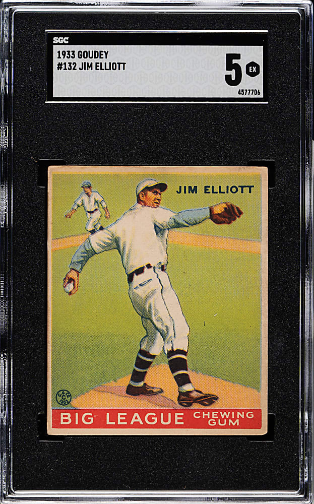 1933 R319 Goudey #132 Jim Elliott SGC EX 5