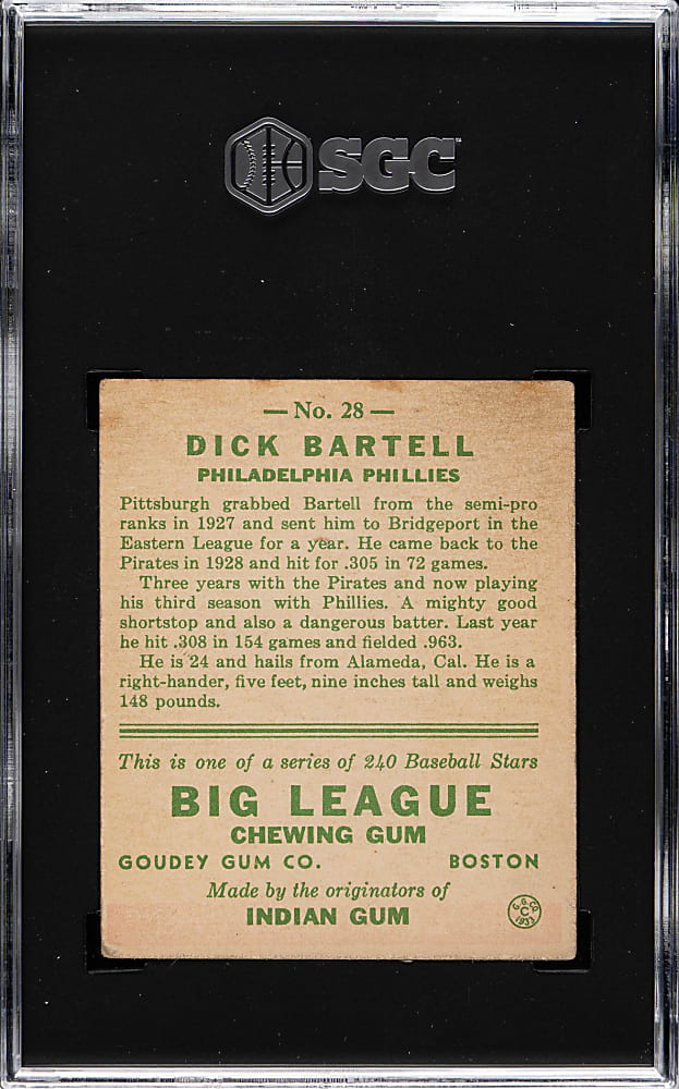 1933 R319 Goudey #28 Dick Bartell SGC EX 5