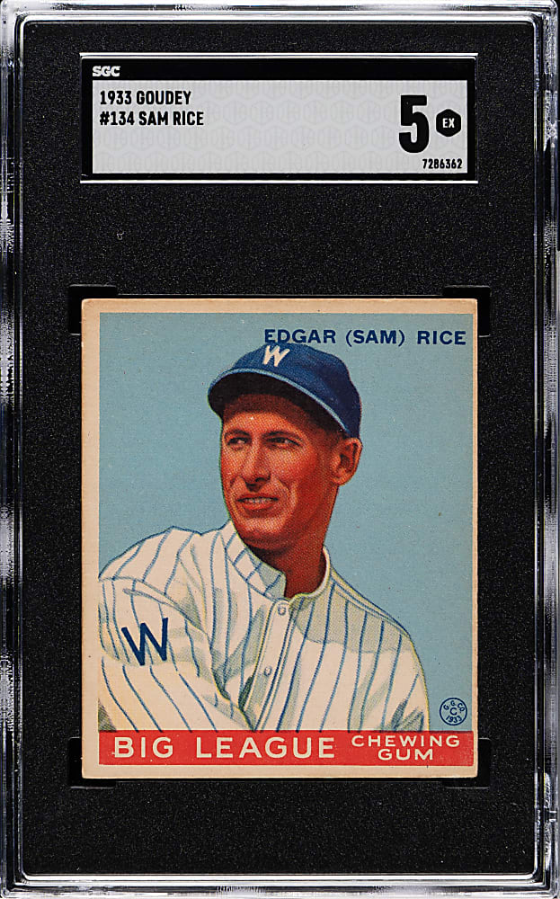 1933 R319 Goudey #134 Sam Rice SGC EX 5