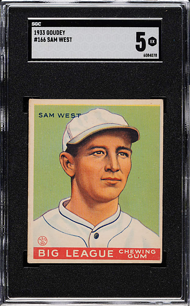 1933 R319 Goudey #166 Sam West SGC EX 5