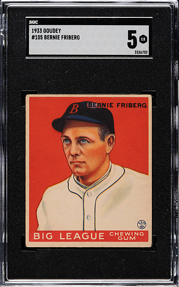 1933 R319 Goudey #105 Bernie Friberg SGC EX 5