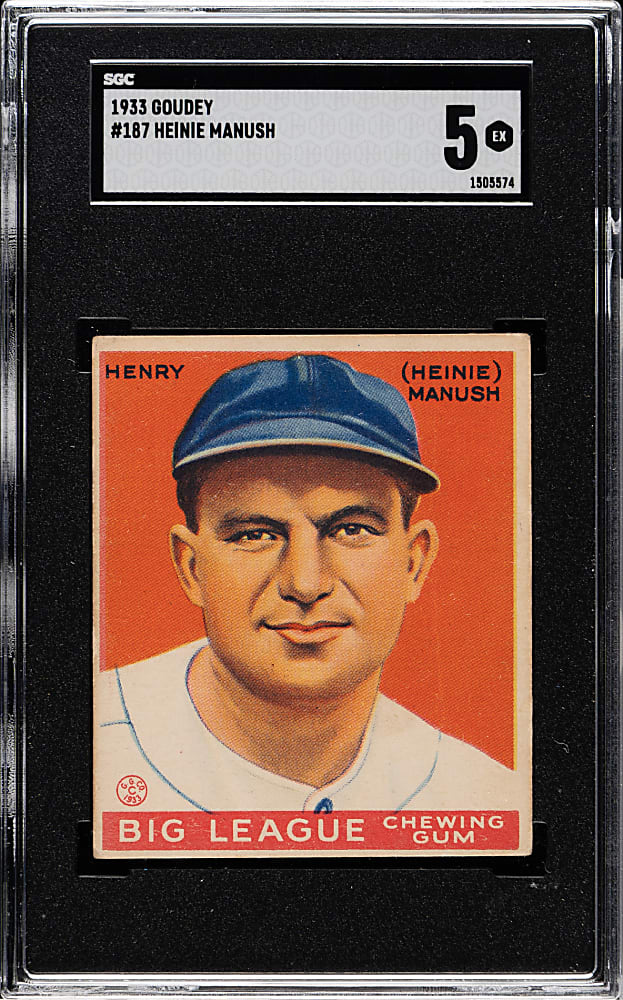 1933 R319 Goudey #187 Heinie Manush SGC EX 5