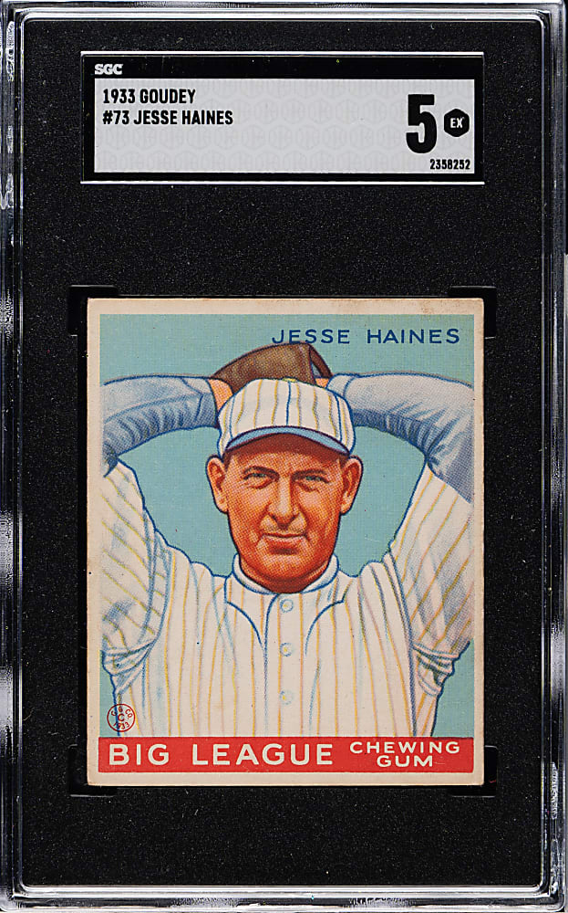 1933 R319 Goudey #73 Jesse Haines SGC EX 5