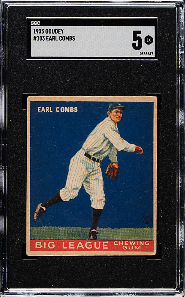 1933 R319 Goudey #103 Earle Combs SGC EX 5