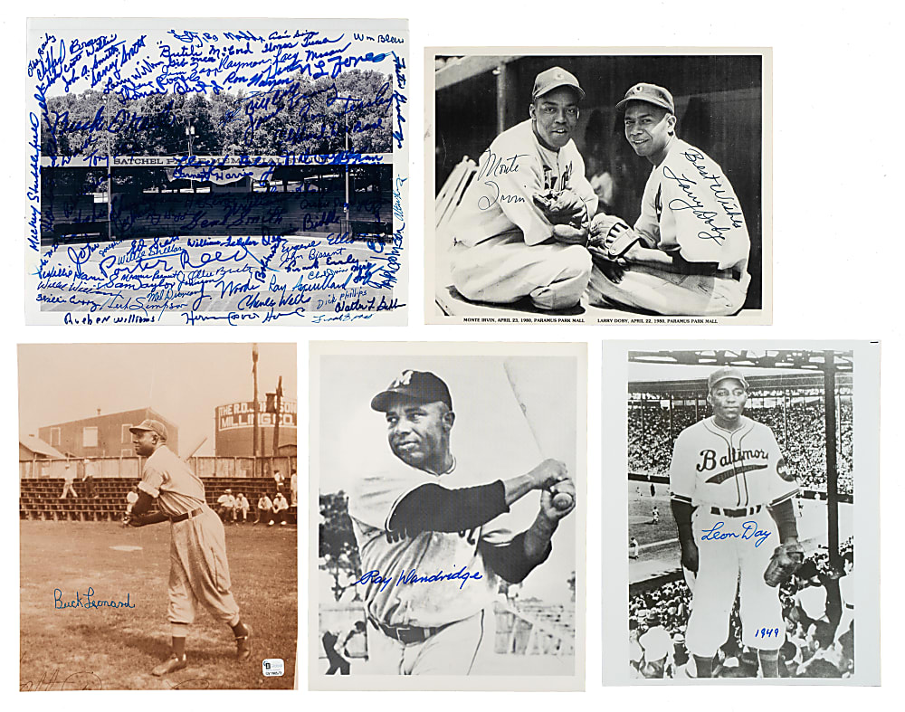Negro League Signed Photograph Collection (5) Including Doby, Irvin, Dandridge, and Leonard