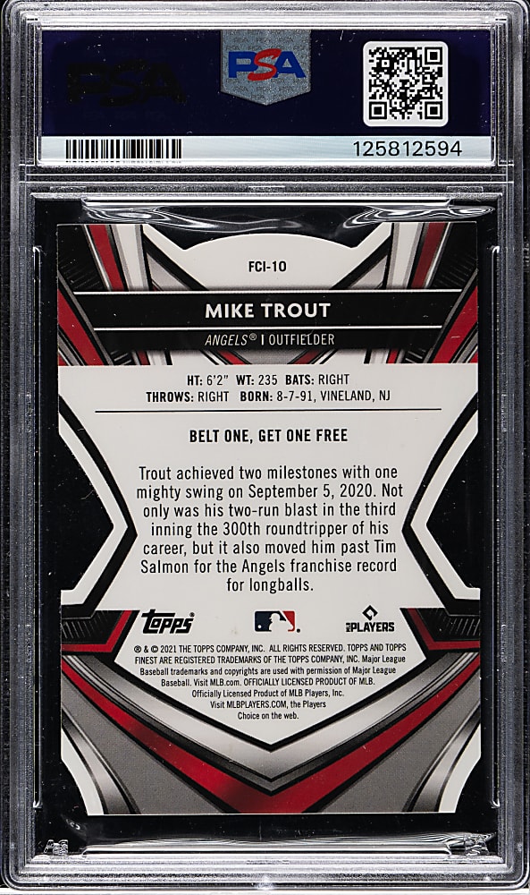 2021 Topps Finest Career Die-Cut #FCI-10 Mike Trout Superfractor #1/1 PSA NM-MT 8