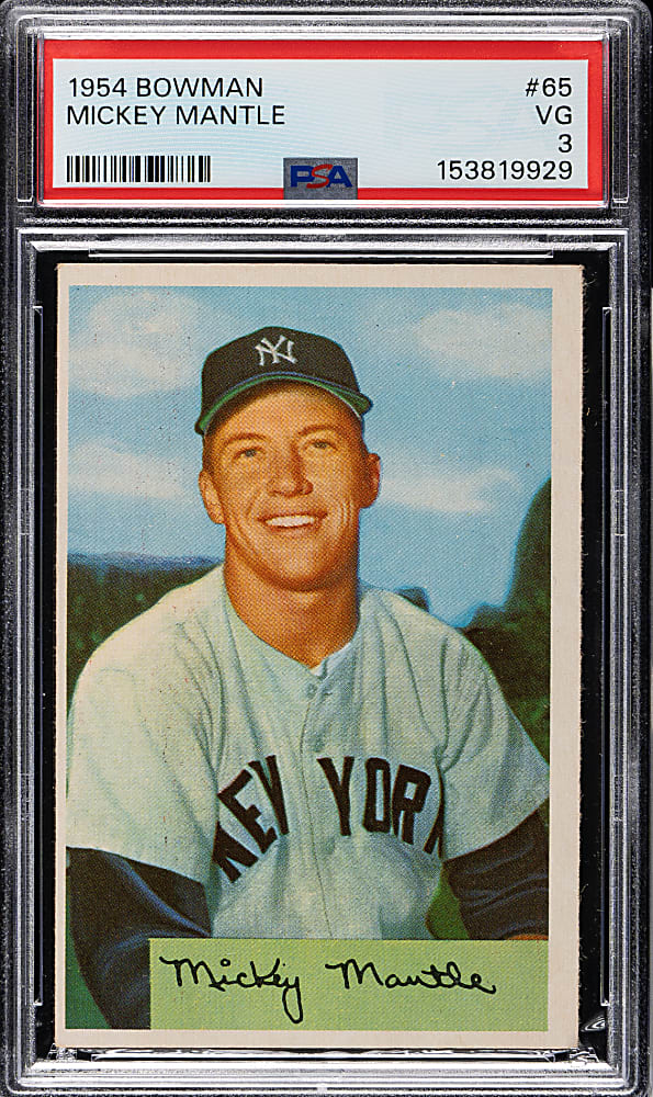 1954 Bowman #65 Mickey Mantle PSA VG 3