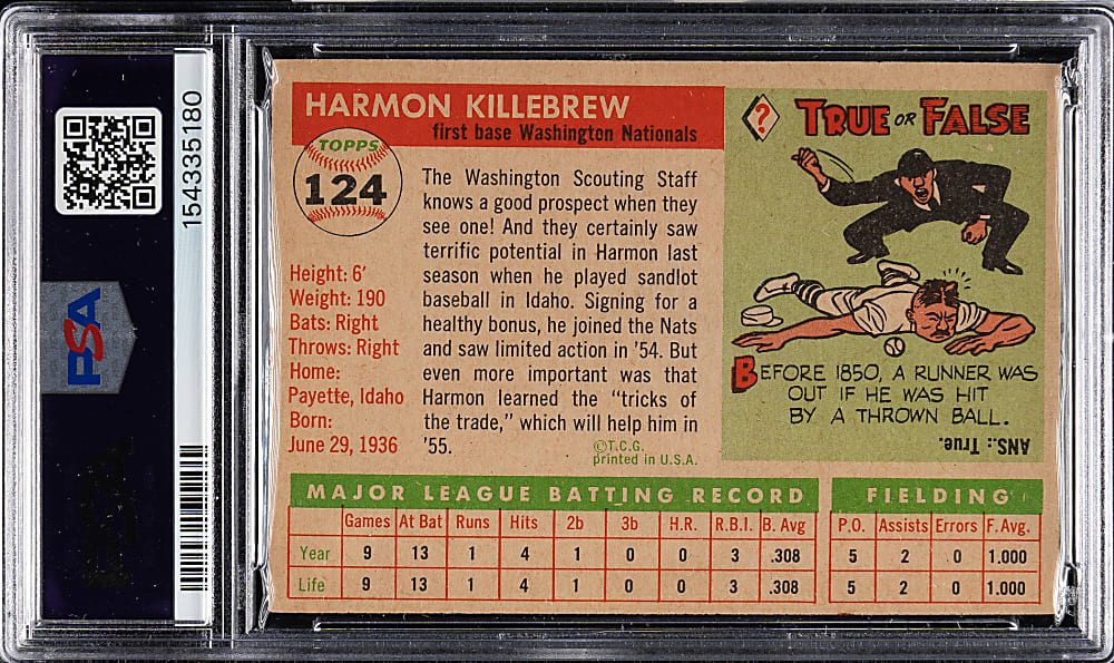 1955 Topps #124 Harmon Killebrew Rookie PSA EX 5