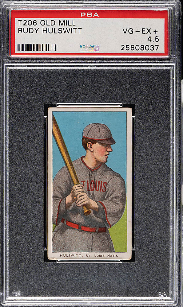 1909-1911 T206 White Border Rudy Hulswitt PSA VG-EX+ 4.5 - Old Mill Back