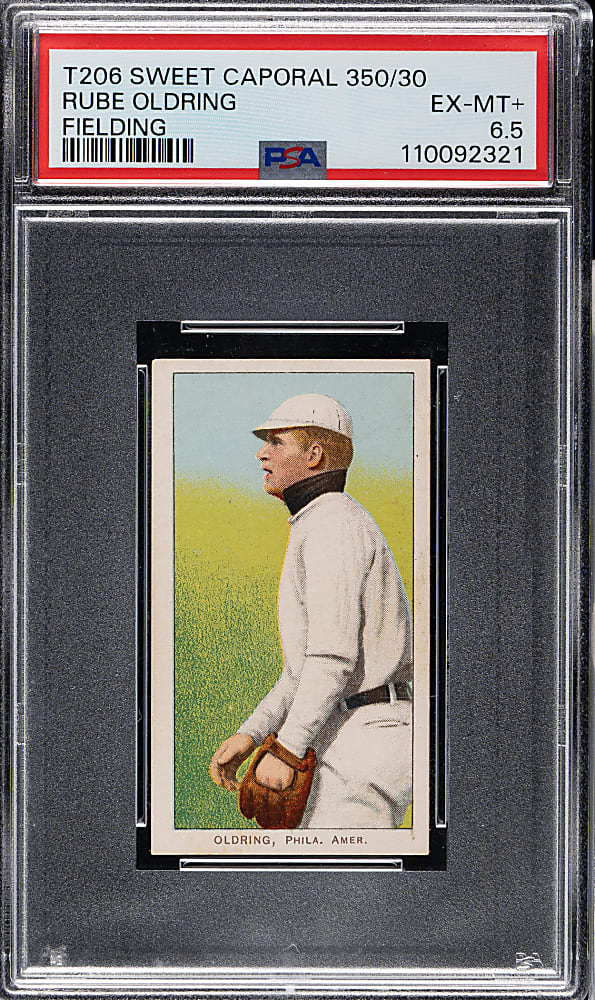 1909-1911 T206 White Border Rube Oldring Fielding PSA EX-MT+ 6.5