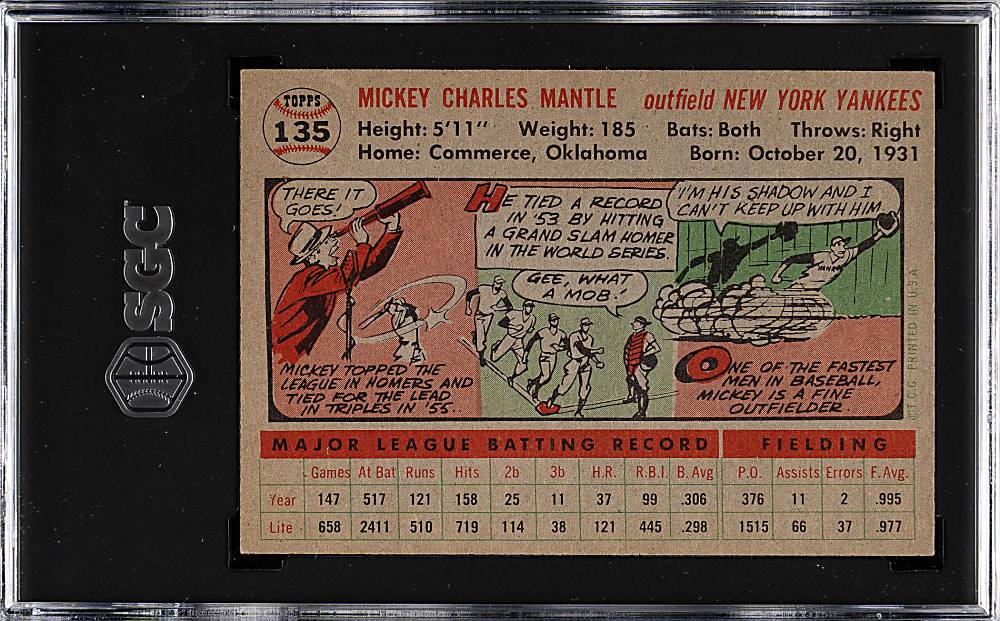 1956 Topps #135 Mickey Mantle Gray Back SGC EX 5
