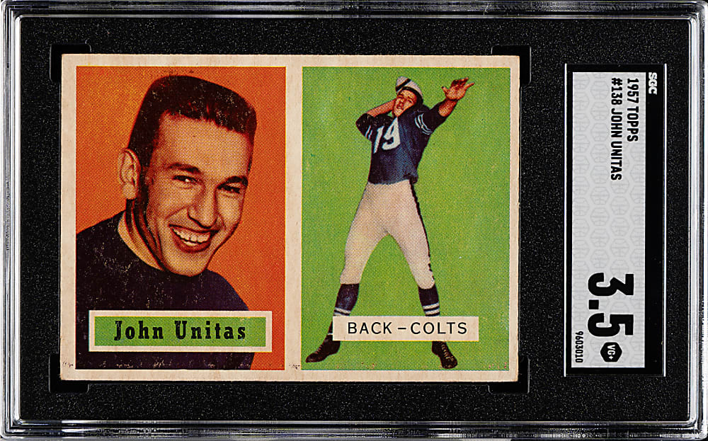 1957 Topps Football #138 Johnny Unitas Rookie SGC VG+ 3.5