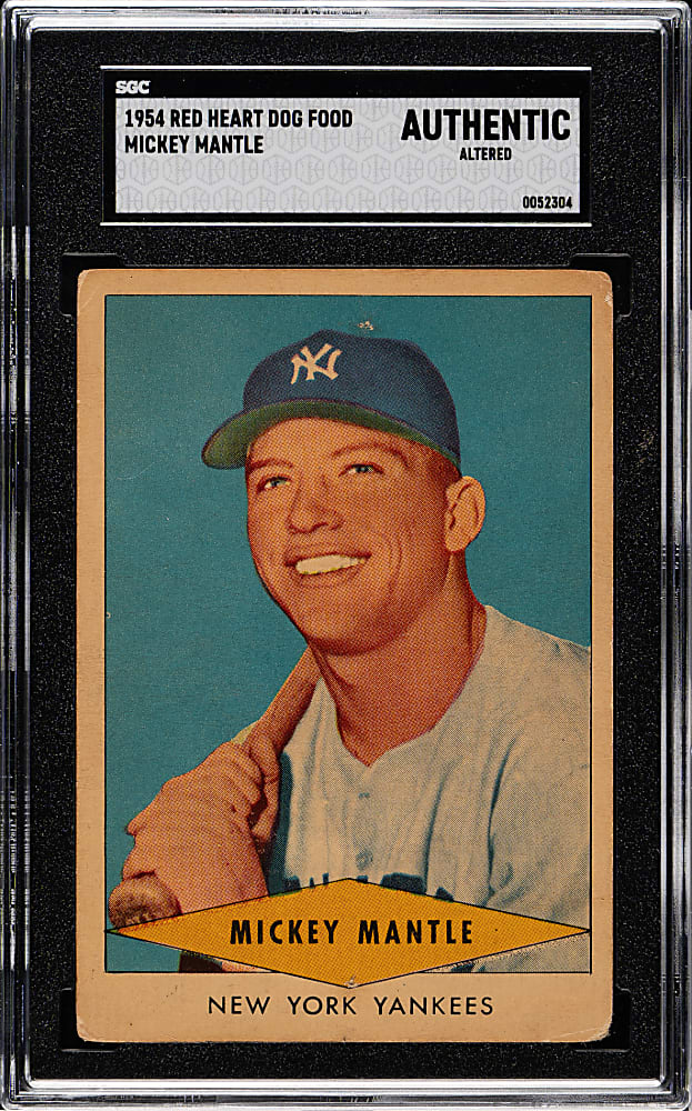 1954 Red Heart Dog Food Mickey Mantle SGC Authentic